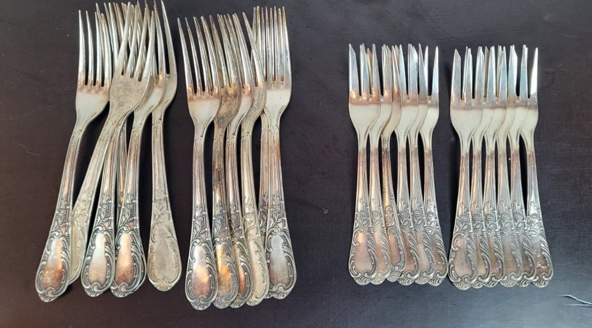 Louis XV Style Silver Metal Cutlery Set-photo-2