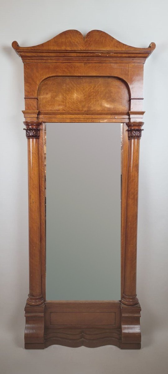 Maple Veneer Column Mirror