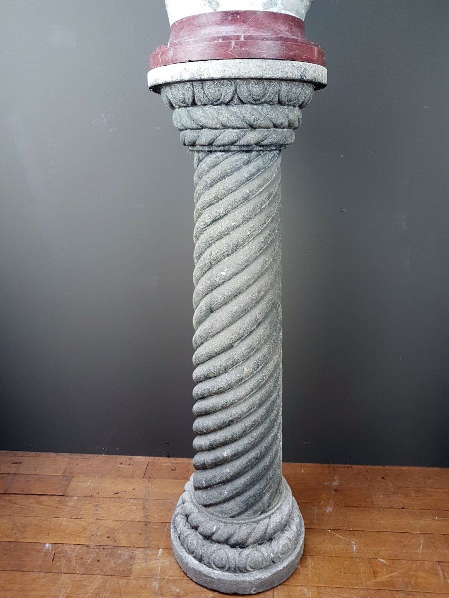 Column And Bust In Plaster, Stone And Marble, Early 20th-photo-4