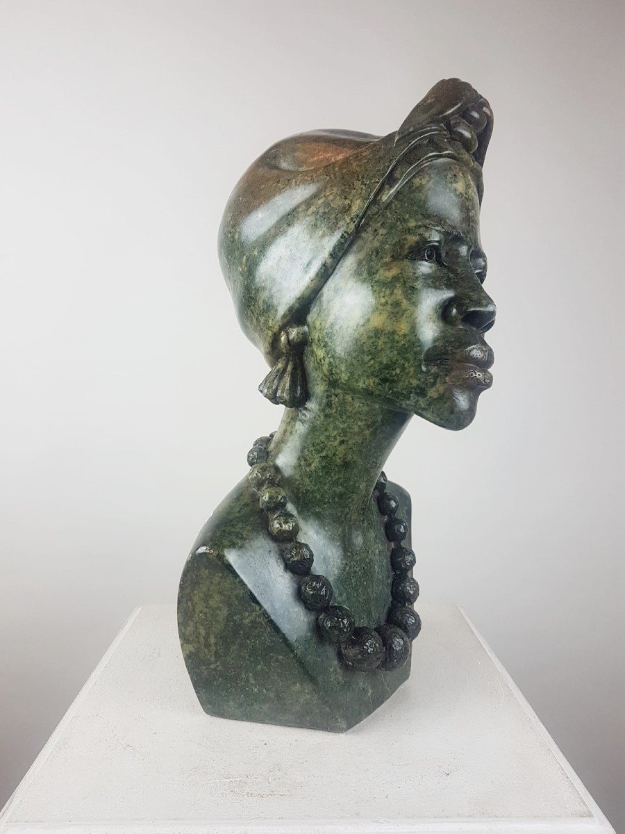 Lazarus Tandi, Bust Of A Woman In Serpentine, Zimbabwe, 20th-photo-4