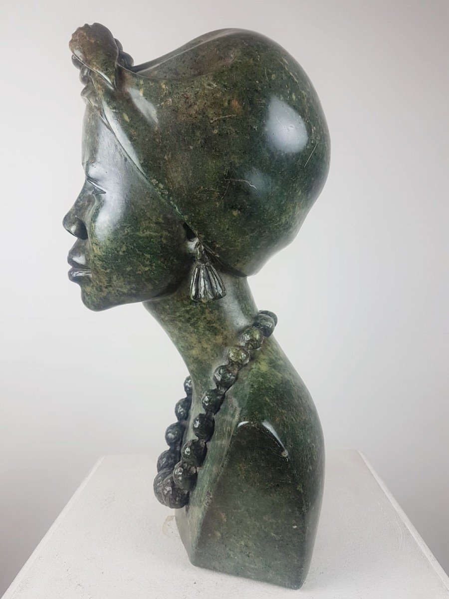 Lazarus Tandi, Bust Of A Woman In Serpentine, Zimbabwe, 20th-photo-3