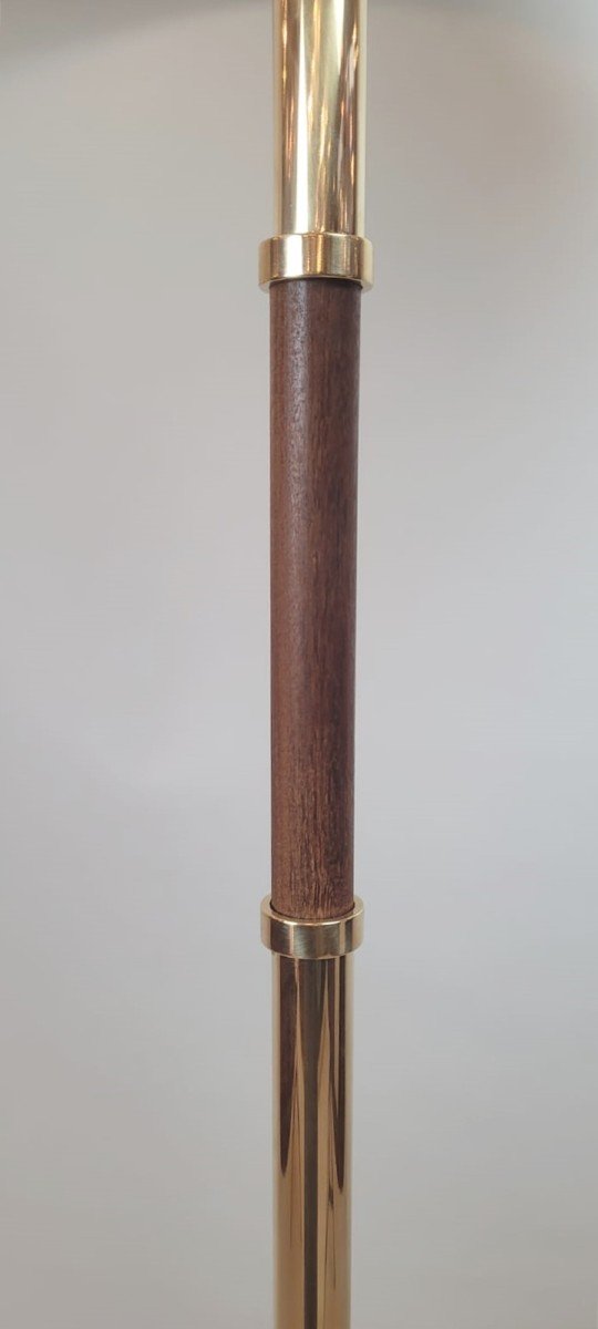 Wood And Brass Floor Lamp - Circa 1970 - Italy-photo-3