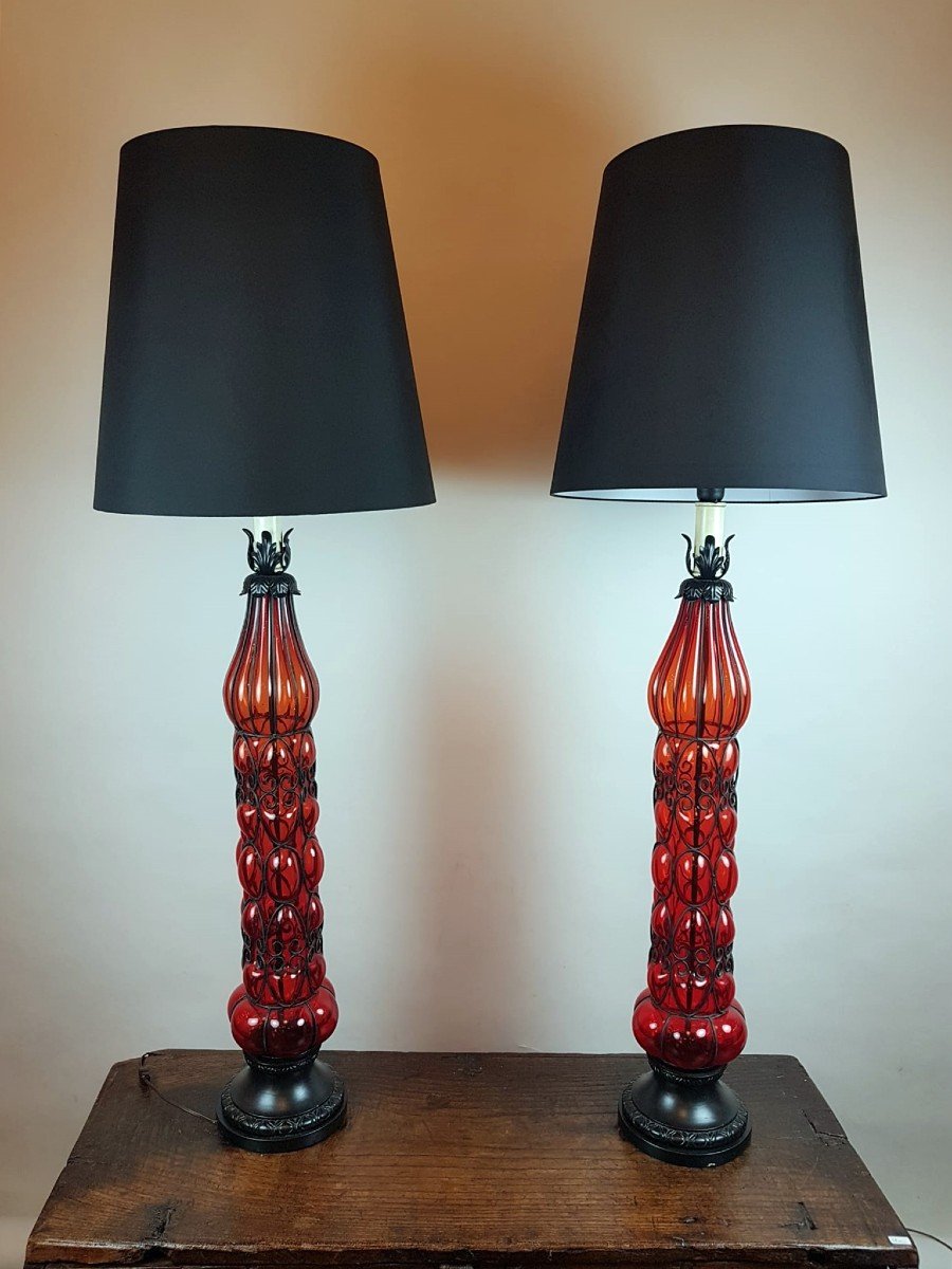 Pair Of Murano Glass Lamps - Circa 1950