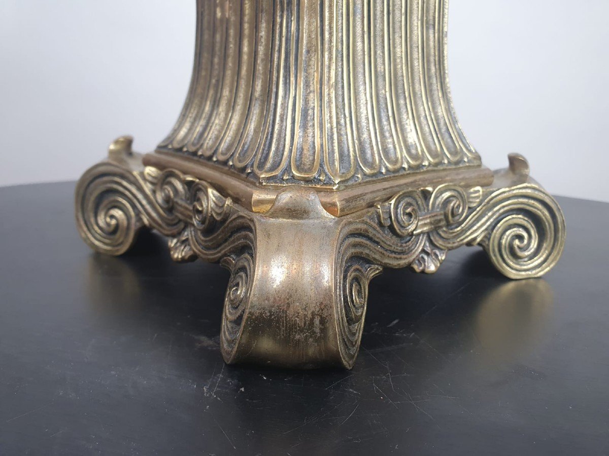 Restoration Period Lamp Base In Brass-photo-4