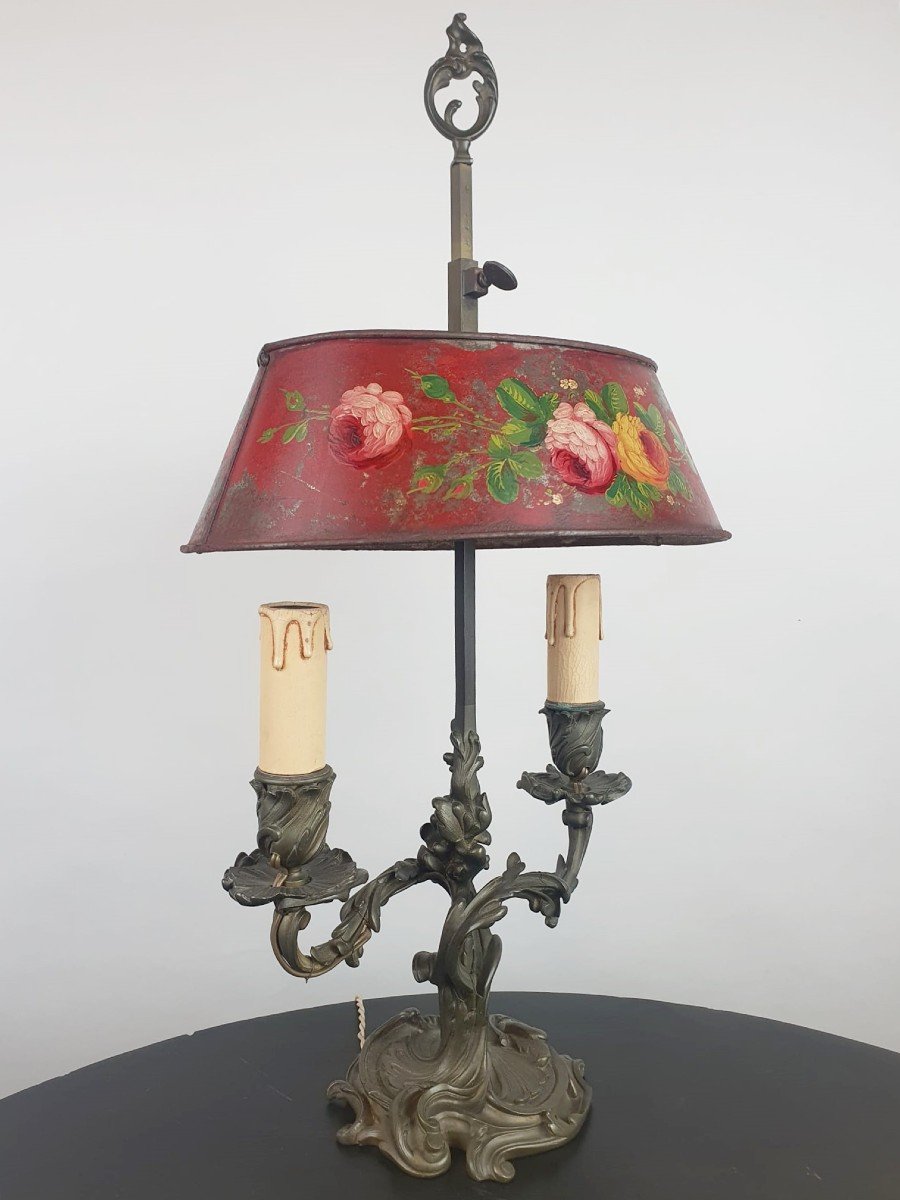 Small Hot Water Bottle Lamp In Bronze, Brass And Painted Sheet Metal, Late 19th-photo-1