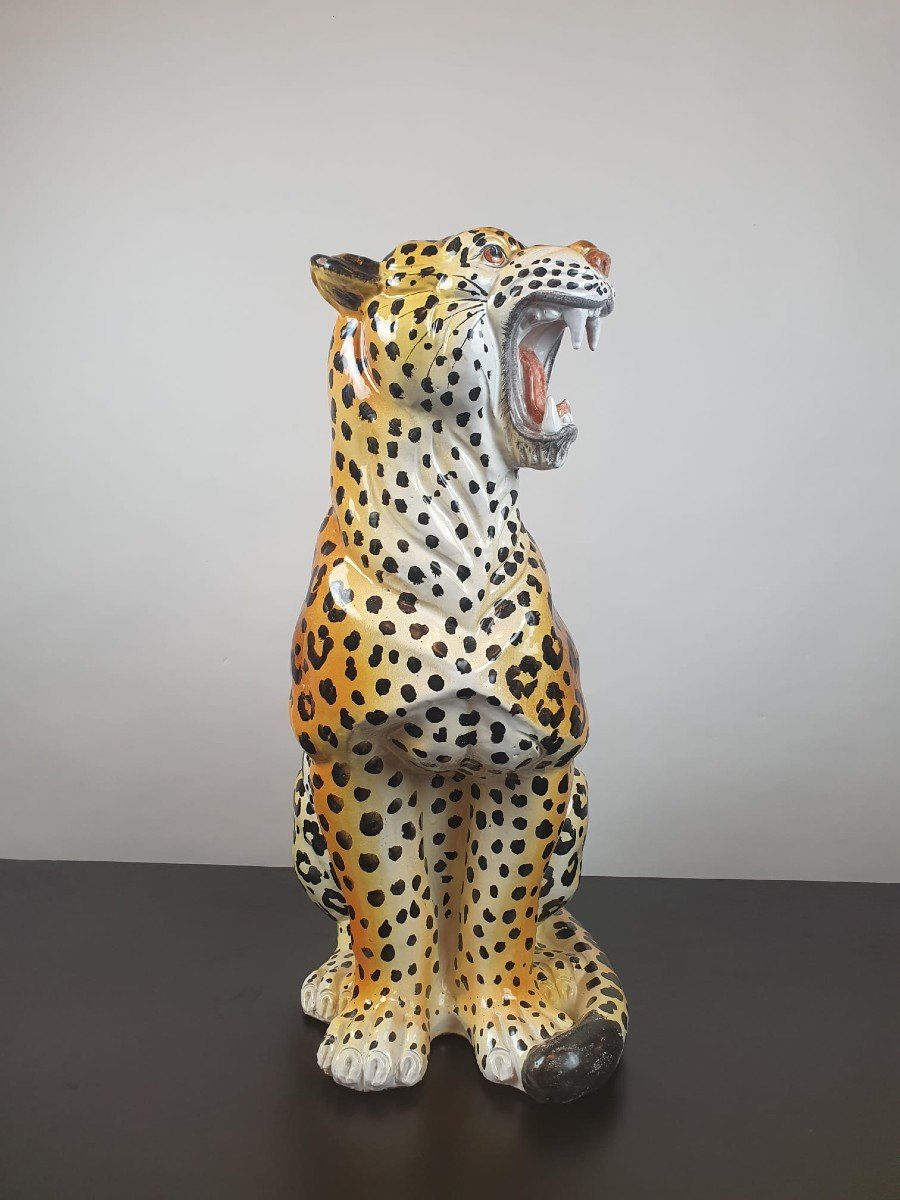 Leopard In Glazed Terracotta, Circa 1970-photo-3