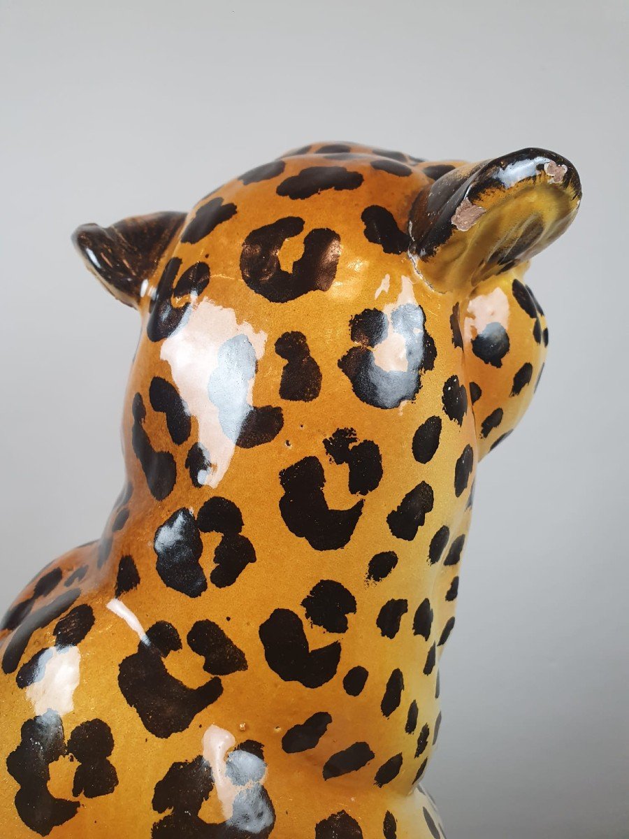 Leopard In Glazed Terracotta, Circa 1970-photo-3