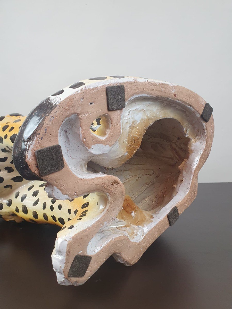 Leopard In Glazed Terracotta, Circa 1970-photo-5