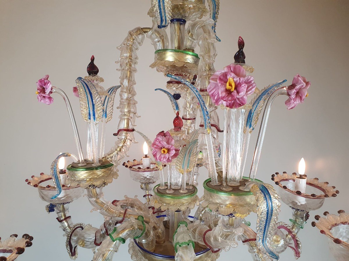 Rezzonico Chandelier In Colored Murano Glass-photo-8