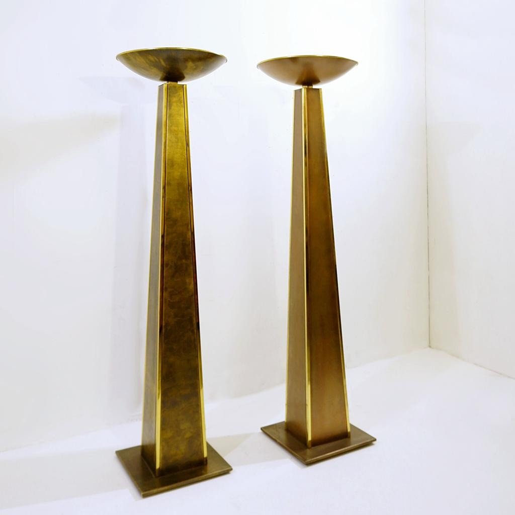 Paire De Grandes Lampes , Belgochrom, Circa 1980 