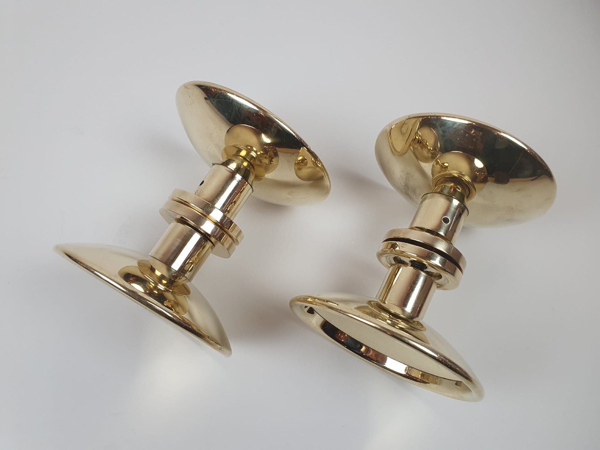 Pair Of Brass Door Handles, Circa 1940-photo-2