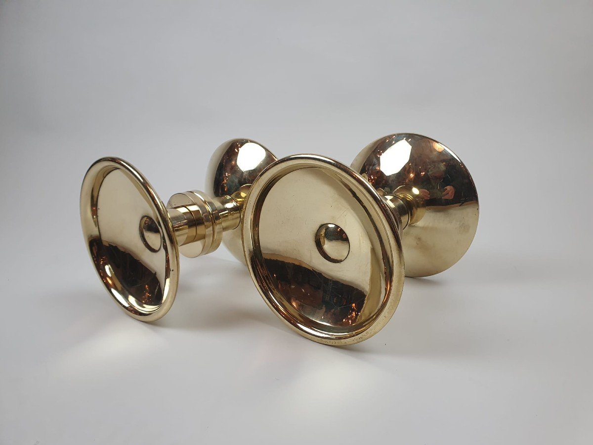 Pair Of Brass Door Handles, Circa 1940-photo-3