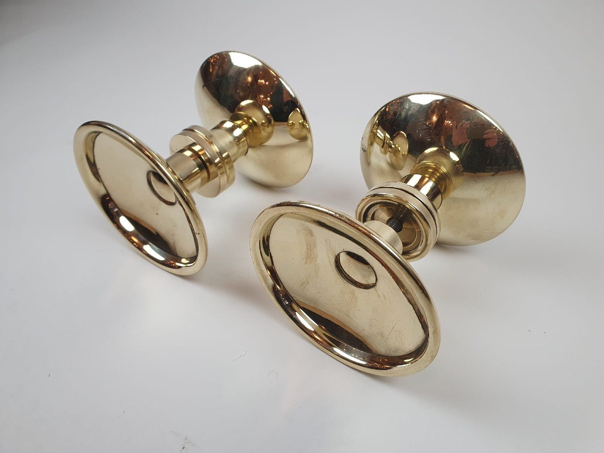 Pair Of Brass Door Handles, Circa 1940-photo-1