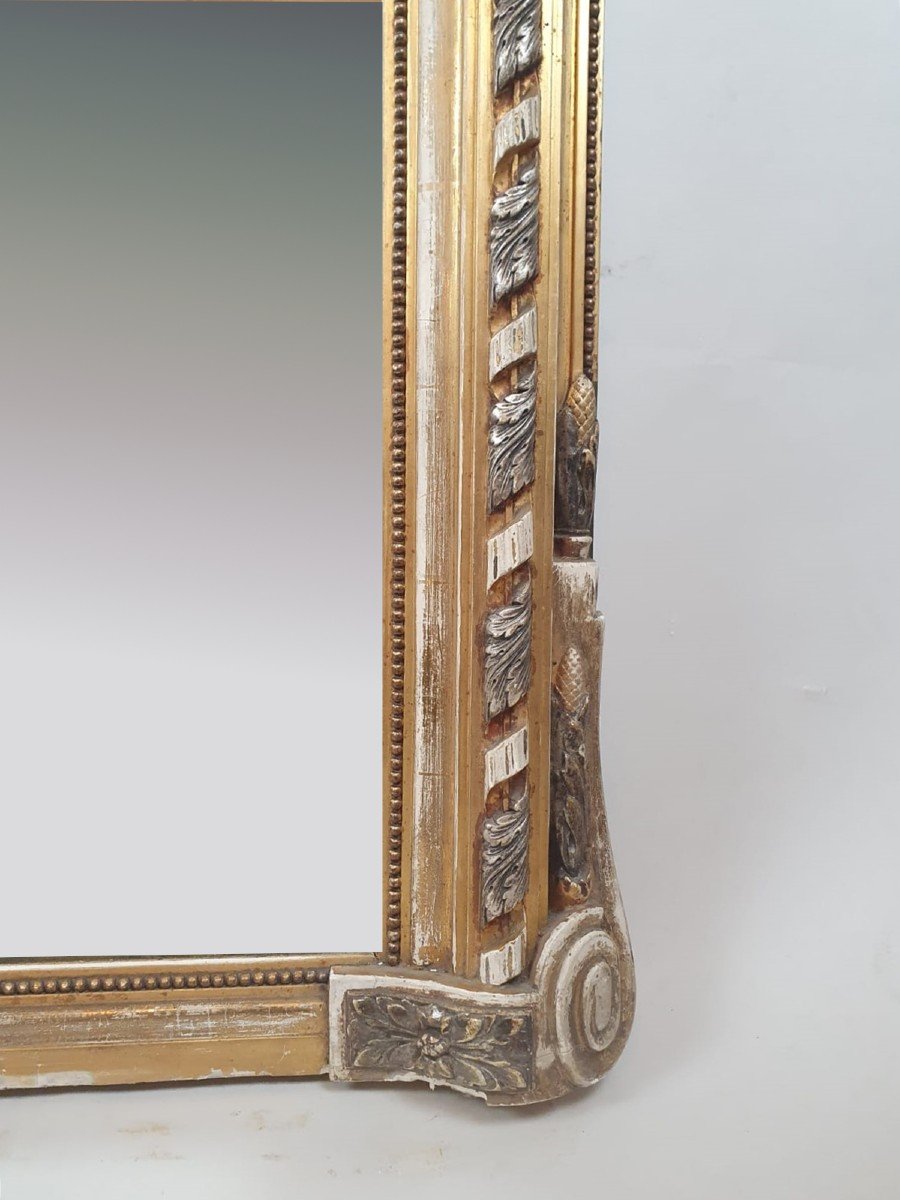 Fireplace Mirror In Wood And Golden Stucco, 19th-photo-4