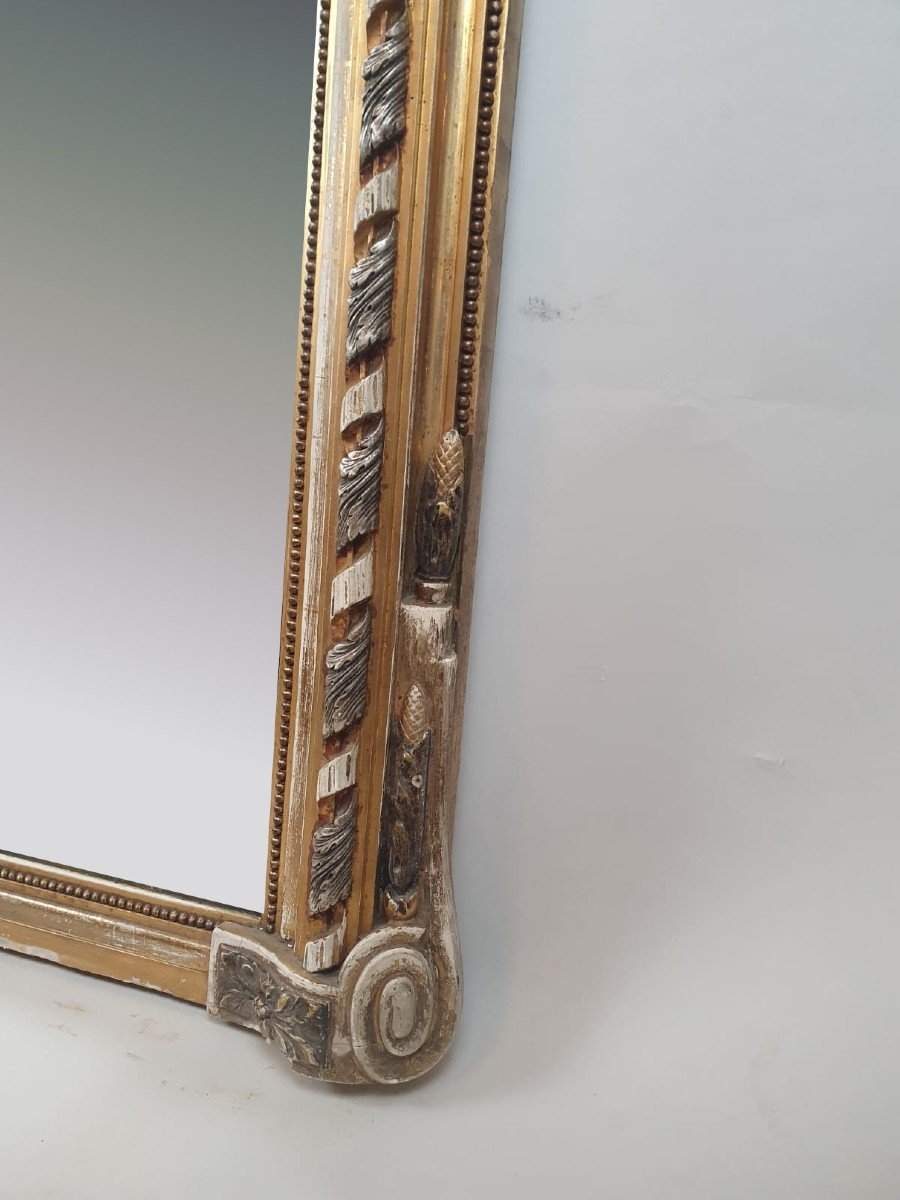 Fireplace Mirror In Wood And Golden Stucco, 19th-photo-1