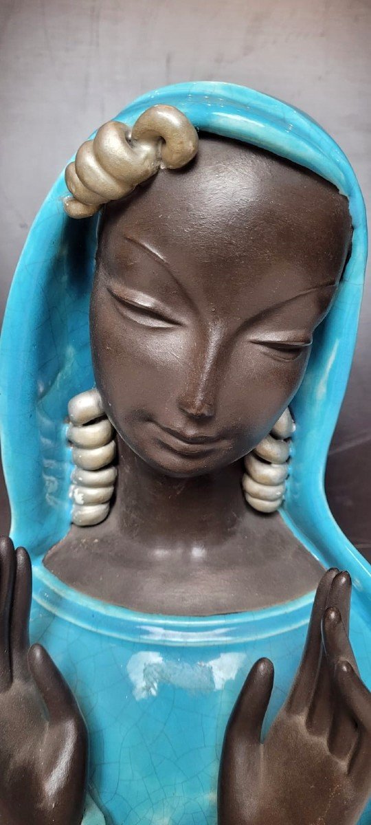 Black Ceramic Madonna Bust - Goldscheider -photo-5