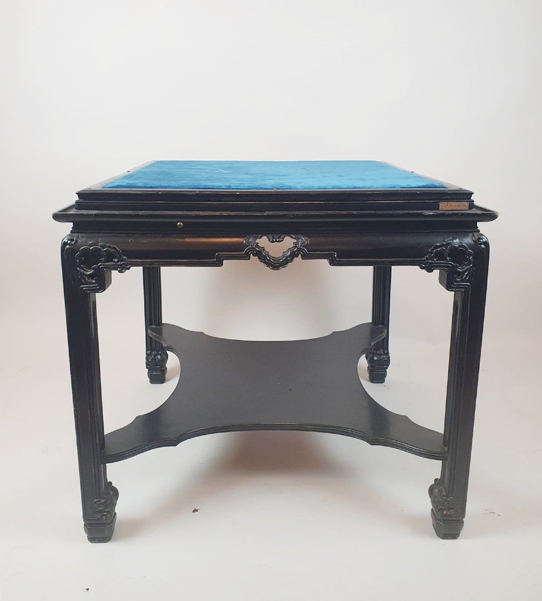 Chambon In Brussels, Japanese Side Table In Blackened Wood, Early 20th