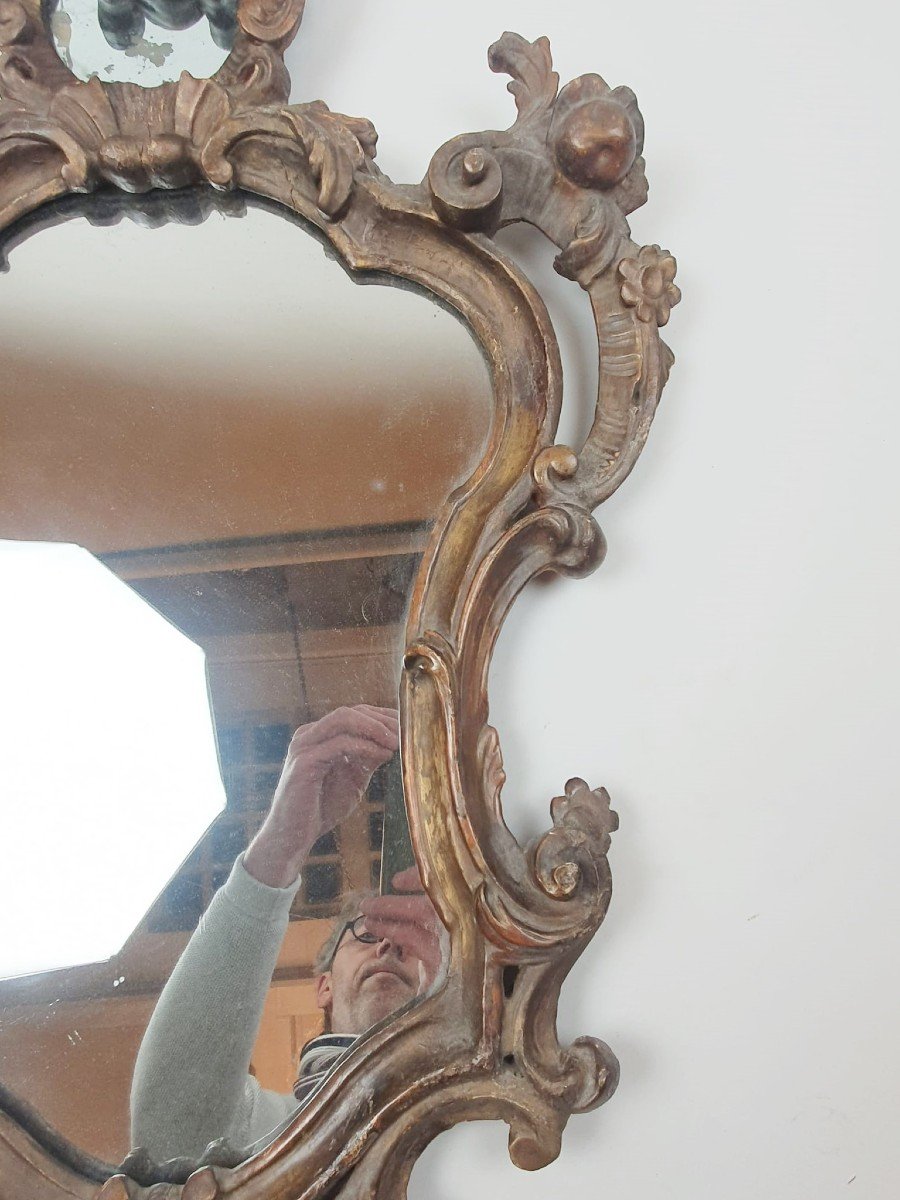 Miroir Louis XV En Bois Sculpté, 18th-photo-4