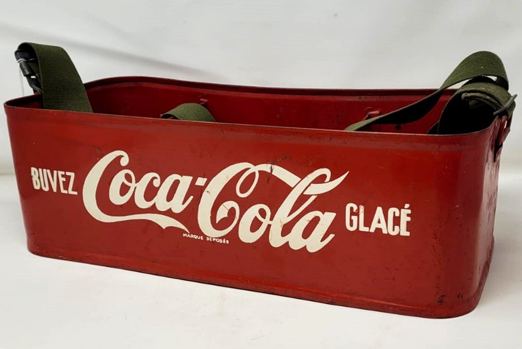 Présentoir Coca Cola à Bandoulière, Tôle Peinte Vers 1960-photo-4