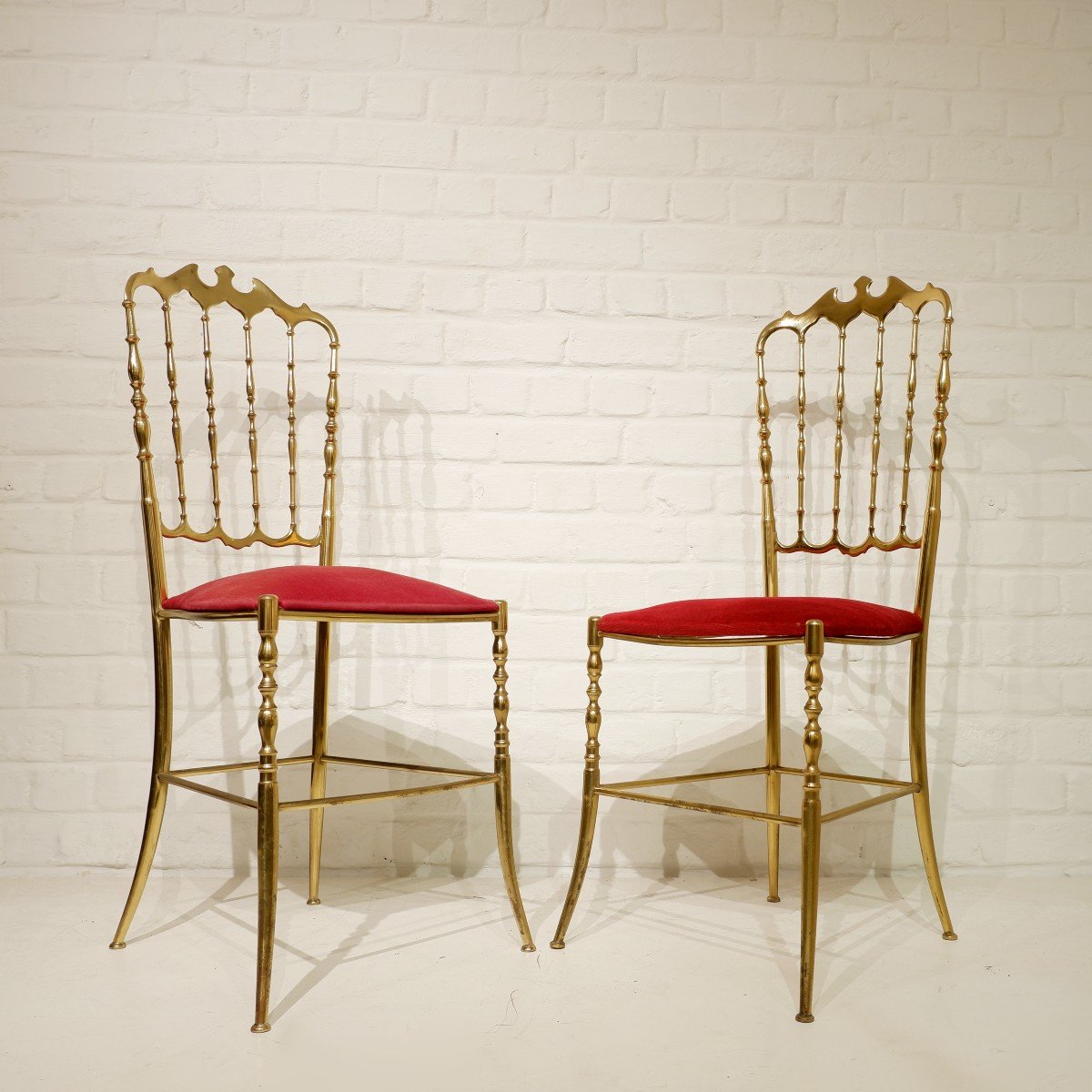 Chaises Hollywood Regency En Laiton, Italie Vers 1960 (prix à La Pièce)