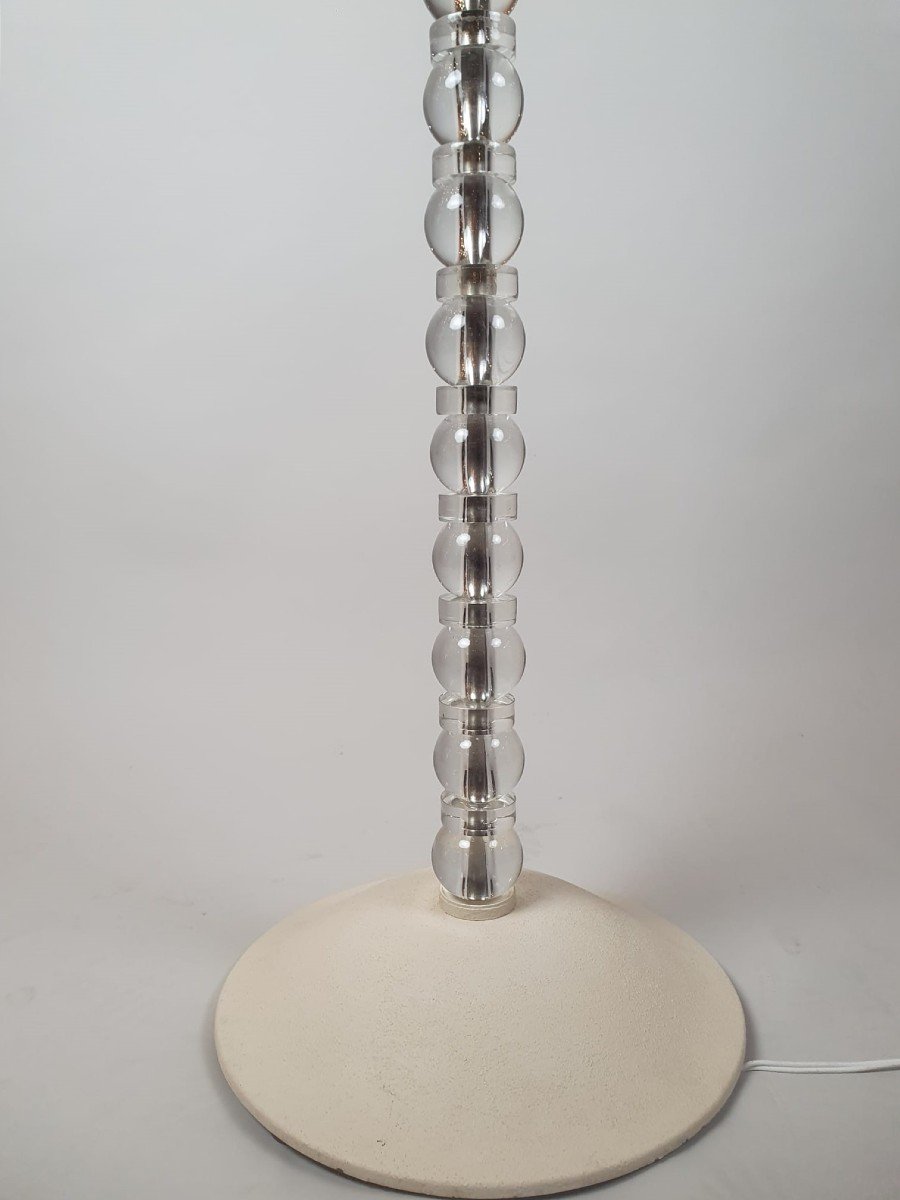 Art Deco Floor Lamp, Glass Shaft And Cast Iron Base-photo-4