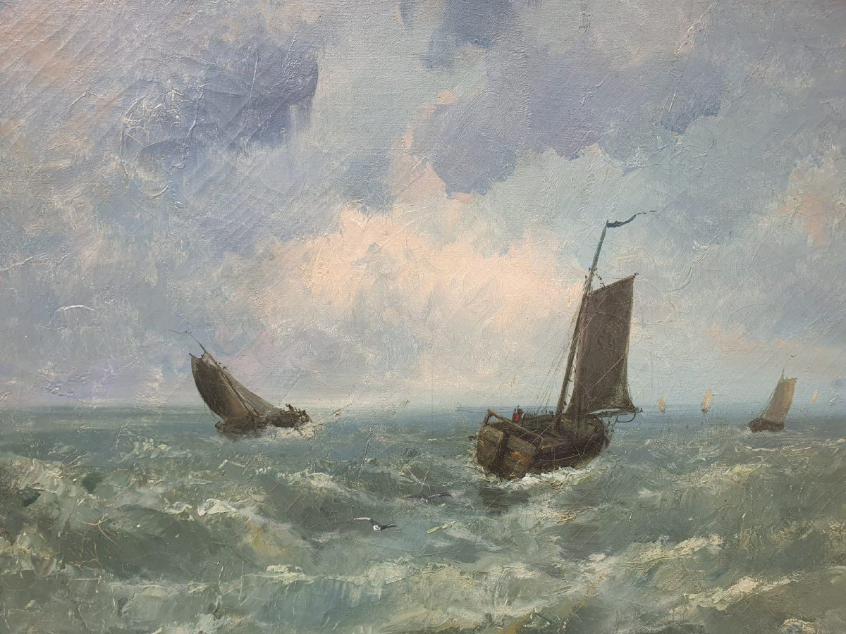 Nilys, Belgian School 19th, Oil On Canvas "marine"-photo-2