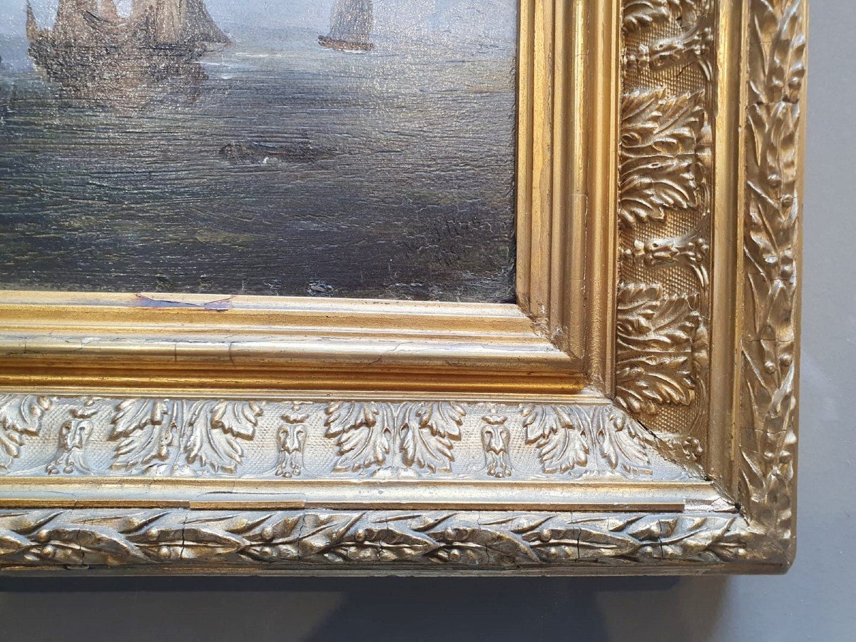 H. Pilton Oil On Panel "marine" Signed And Dated 1881-photo-4