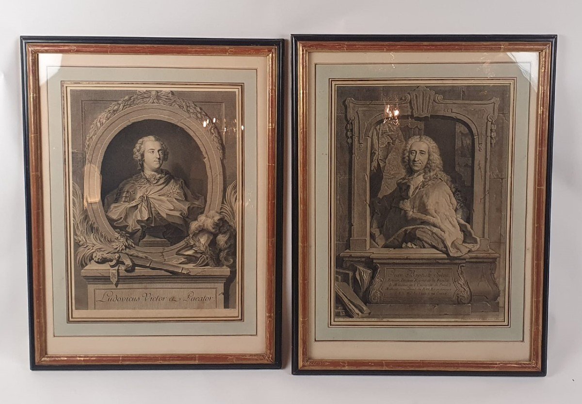 2 Gravures 18th Portrait De Louis XV Et Sylva Son Médecin Consultant
