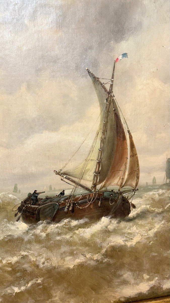 R. Buls, 19th Dutch School, Oil On “marine” Canvas-photo-3