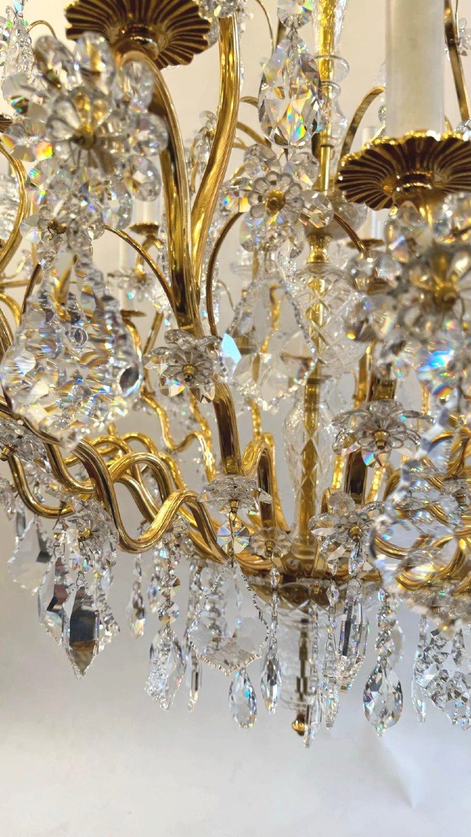 Large Bronze And Crystal Chandelier From Palwa-photo-3