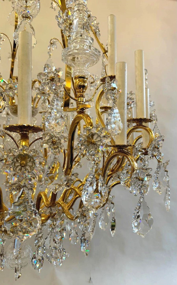 Large Bronze And Crystal Chandelier From Palwa-photo-2
