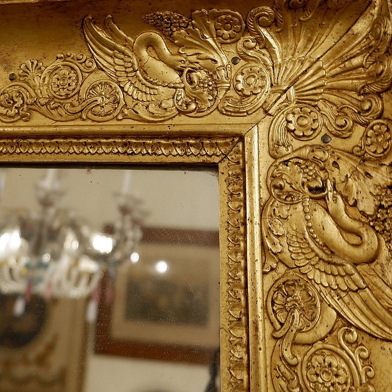 Empire Trumeau, Golden Decor With Swans, 19th.c-photo-2