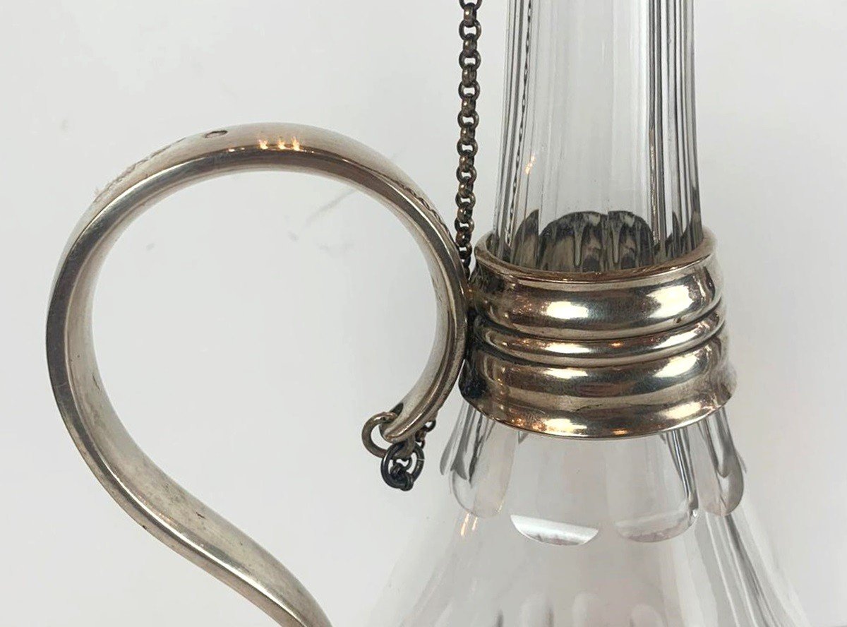 Pair Of Crystal And Silver Carafes-photo-4