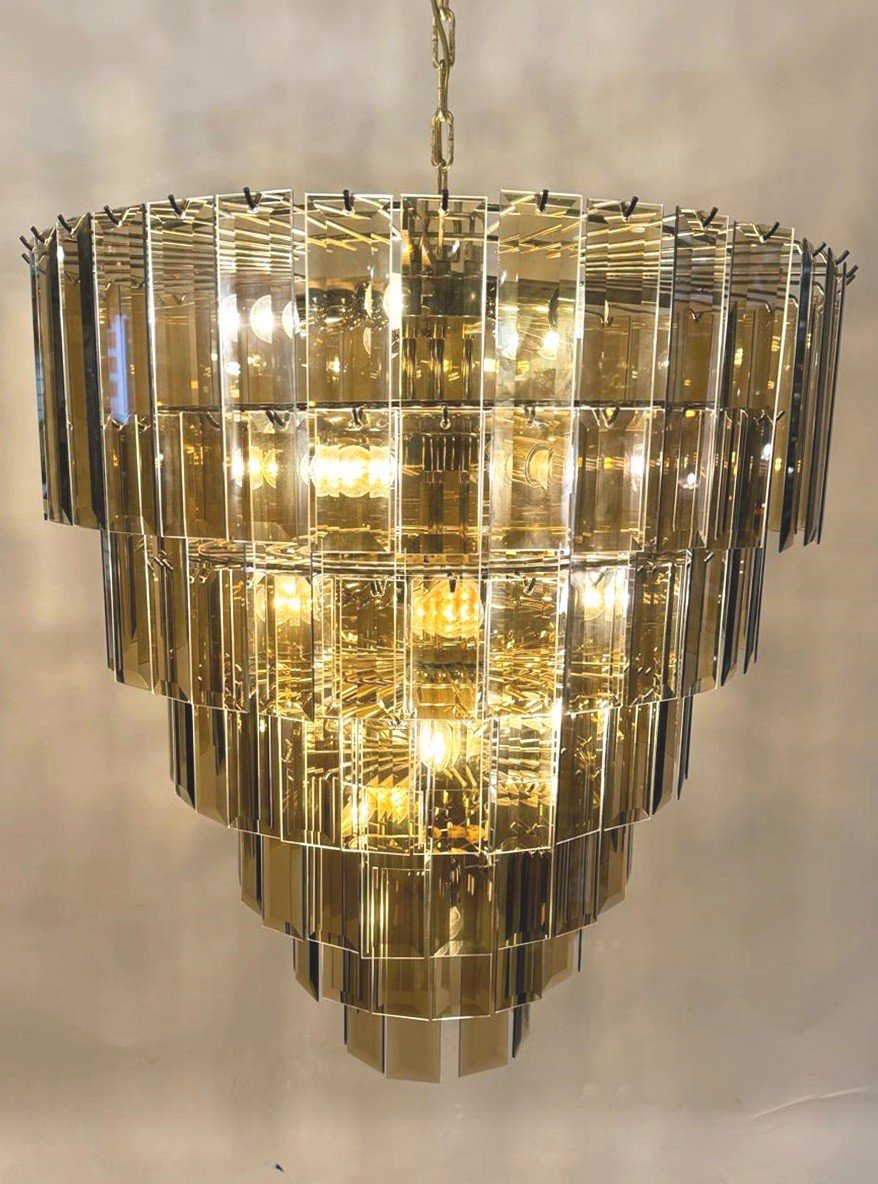 Chandelier With Smoked Glass Plates-photo-3