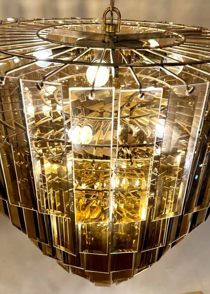 Chandelier With Smoked Glass Plates-photo-1