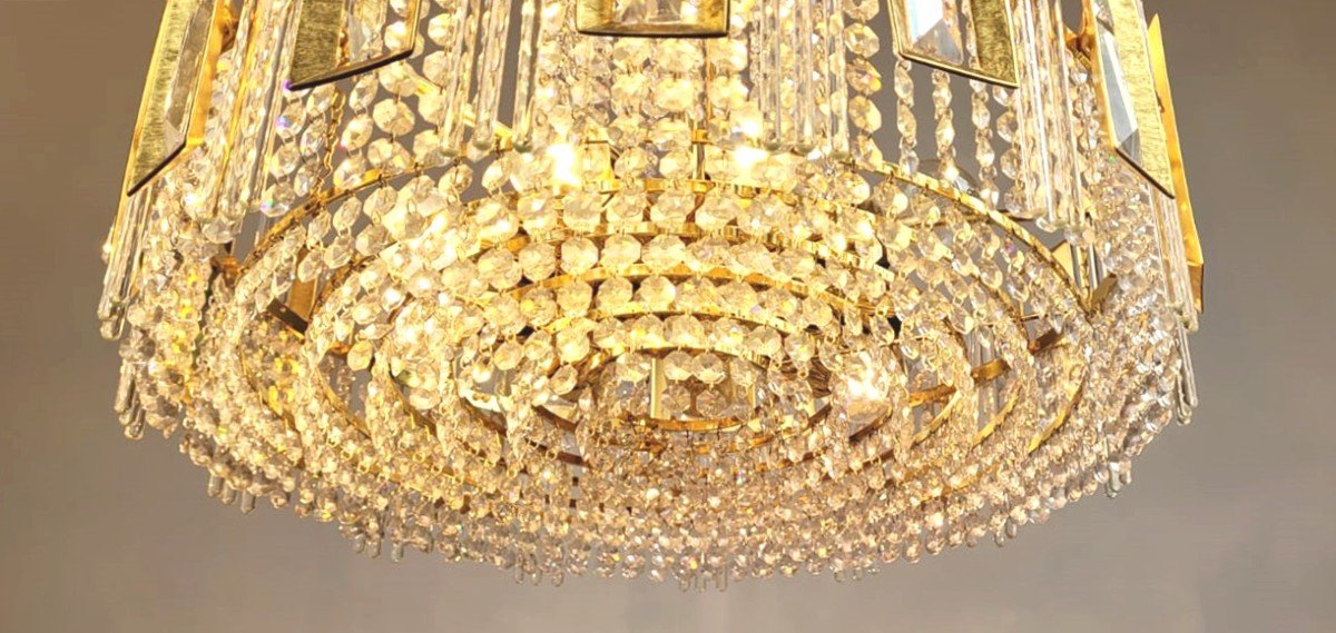 Brass And Glass Chandelier-photo-2