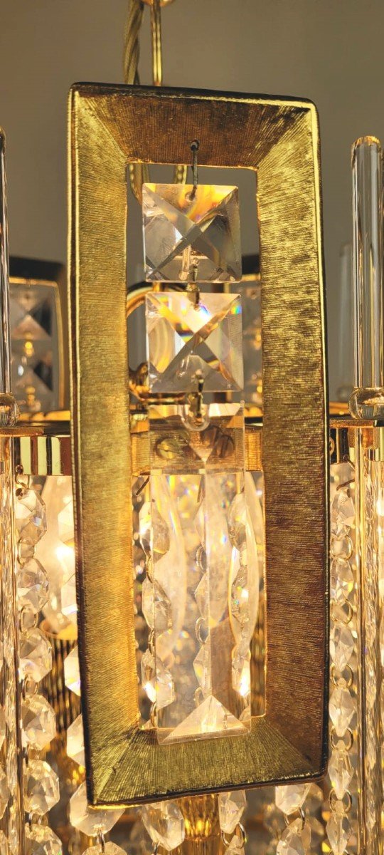 Brass And Glass Chandelier-photo-4