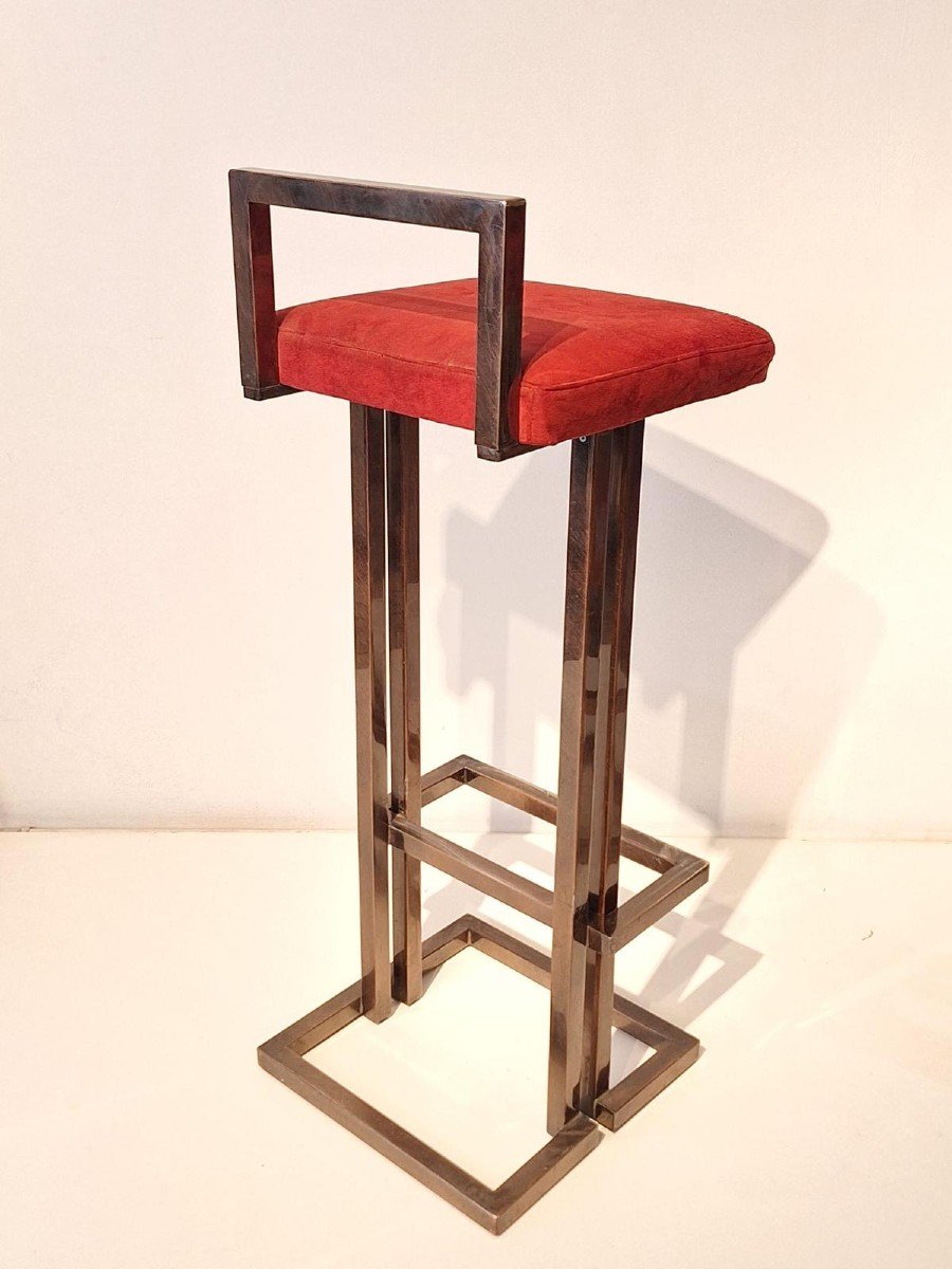 Pair Of High Brass Stools.-photo-2