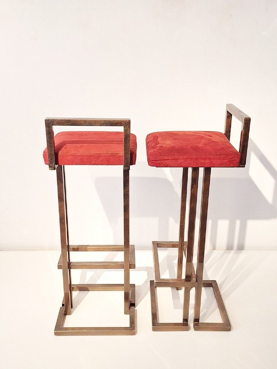 Pair Of High Brass Stools.-photo-1