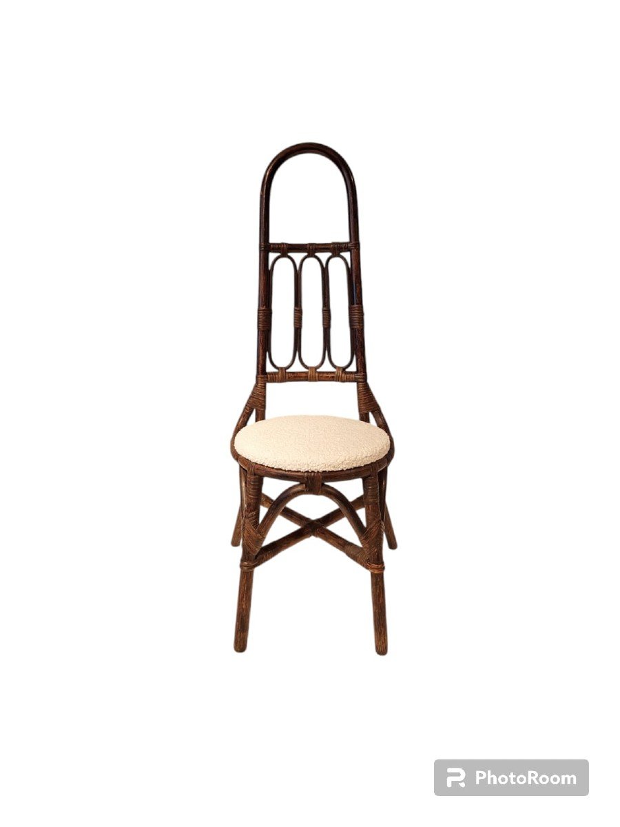 Set Of 4 Stained Bamboo Chairs-photo-3