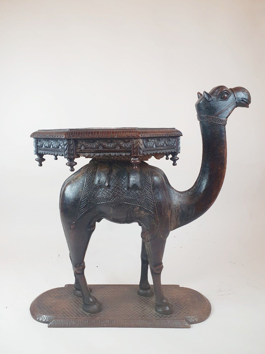 Finely Carved Anglo-indian Camel Side Table, 19th