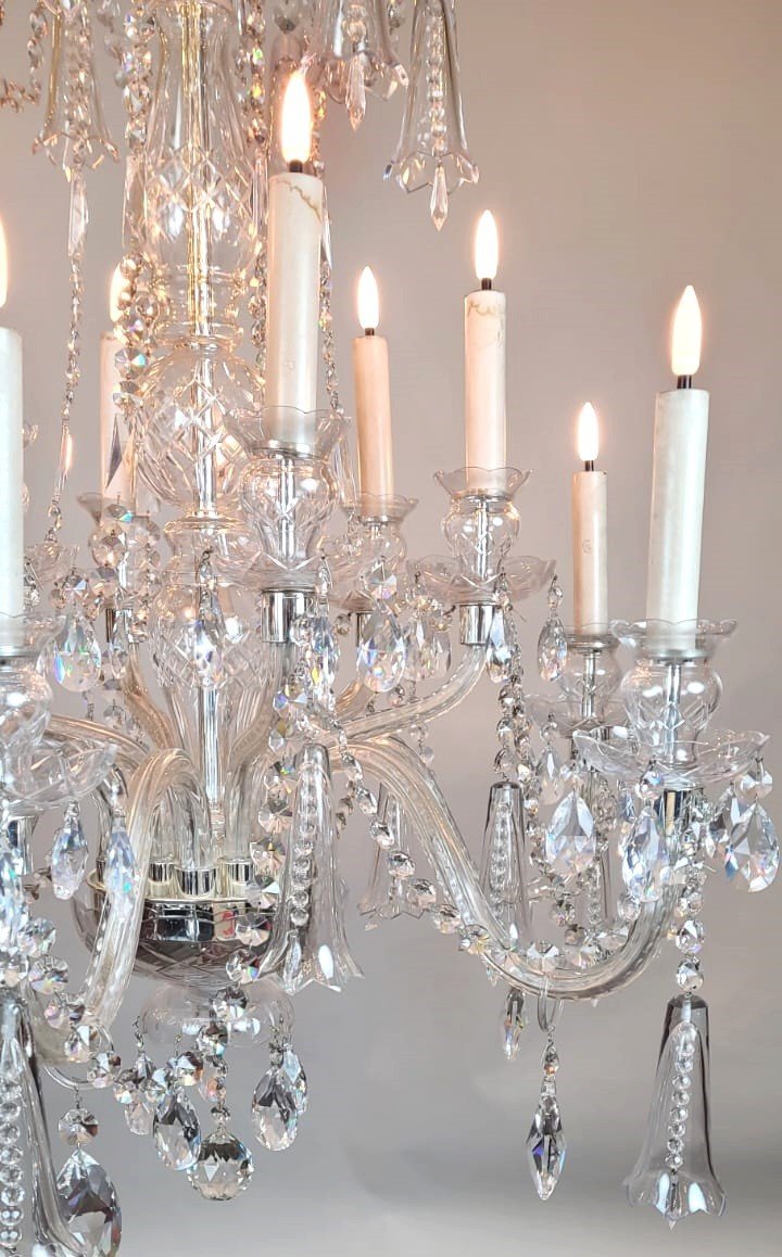 Glass And Crystal Chandelier - 12 Light Arms-photo-2