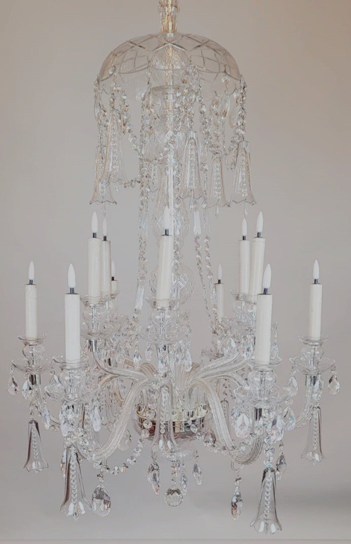 Glass And Crystal Chandelier - 12 Light Arms-photo-3