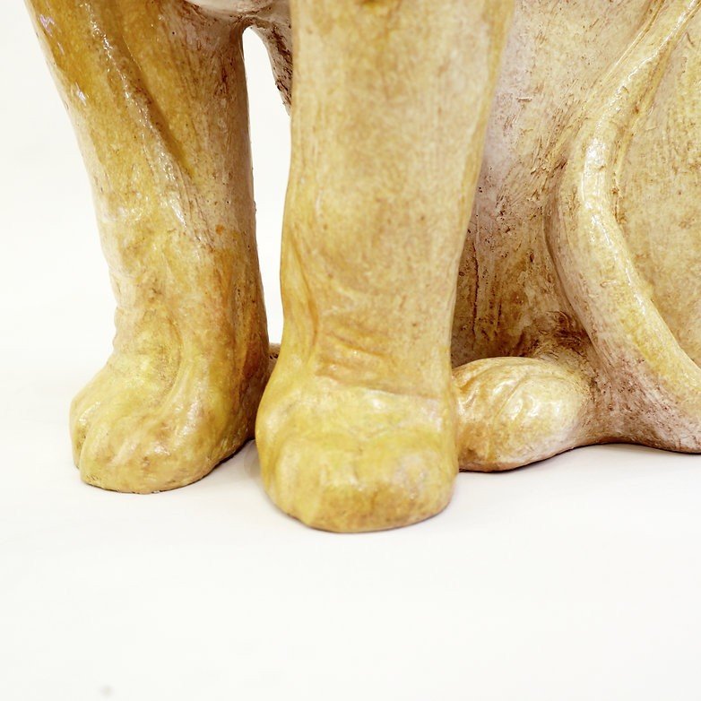 Vintage Glazed Terracotta Lion Sculpture, Italy, 1960s-photo-4