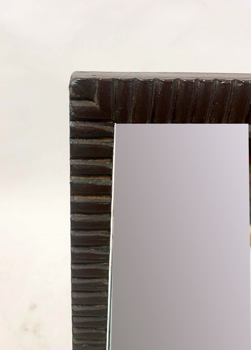 Hammered Iron Table Mirror - Circa 1930-photo-3