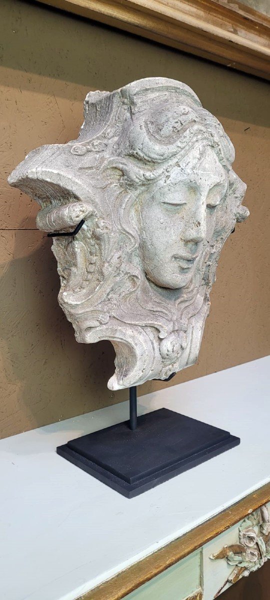 Mascaron En Plâtre - élément d'Architecture - Début XXème-photo-1