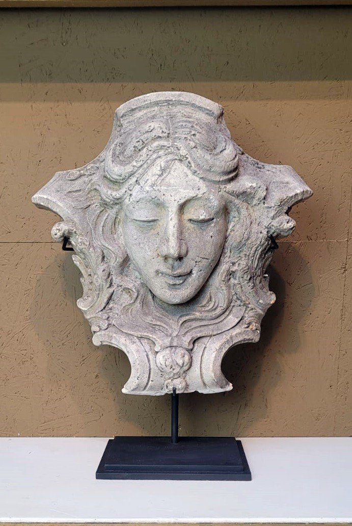 Mascaron En Plâtre - élément d'Architecture - Début XXème