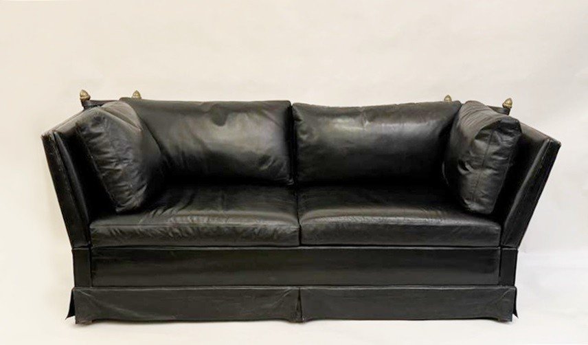 Sofa 2 Places Cuir Noir, Maison "janssen"