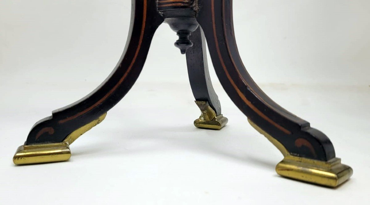 Pair Of Inlaid Mahogany Candlesticks-photo-2