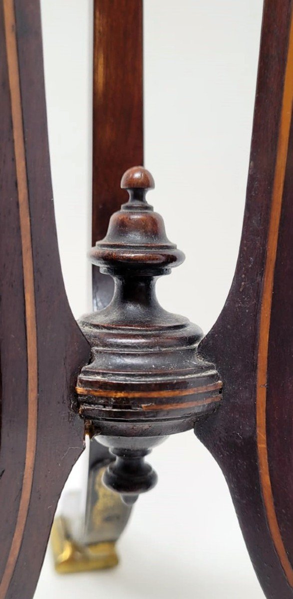 Pair Of Inlaid Mahogany Candlesticks-photo-3